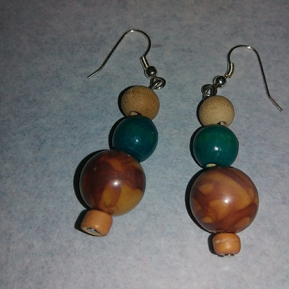 Boho wooden bead earrings